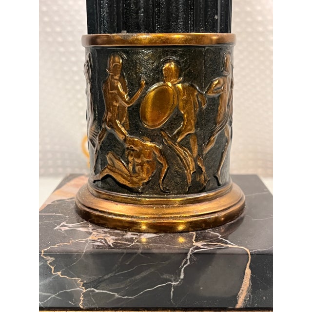 Mid 20th Century 1950s Neoclassical Patinated Bronze Column Table Lamp by Crest Co For Sale - Image 5 of 12