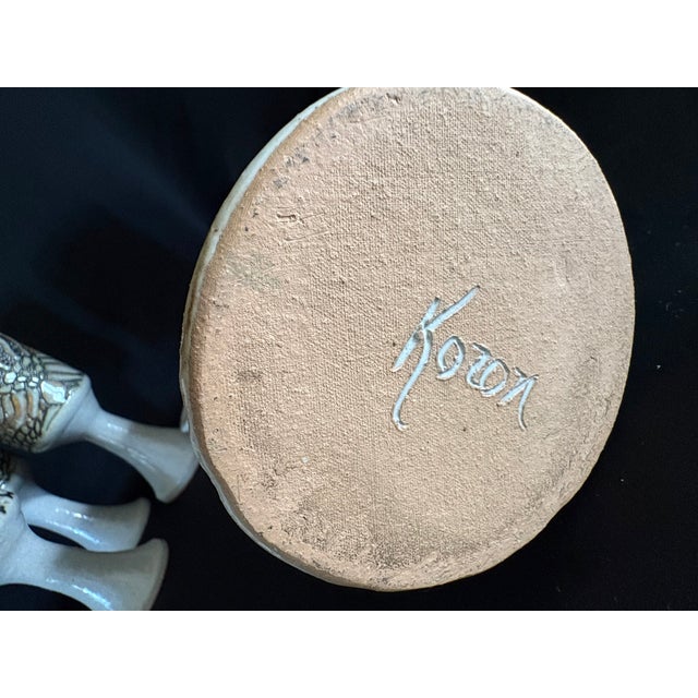 Cream 1990s Jana Kozon Kausalik 9 Piece Wheel Tossed Glazed Pottery Drink Set For Sale - Image 8 of 9