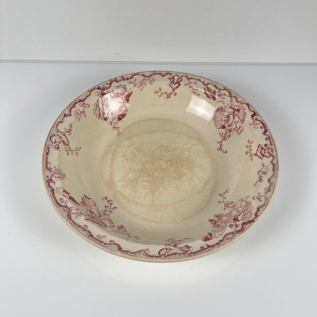 Oval Pink Earthenware Fontainebleau Salad Bowl from KG Lunéville, 19th Century For Sale - Image 6 of 11