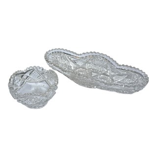 Pair of Vintage Detailed Glass Catchalls For Sale