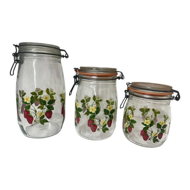 Vintage French Arc Strawberry Canister Set For Sale