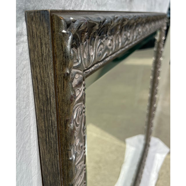 2010s Silver Gilded Carved Wood Mirror For Sale - Image 5 of 14
