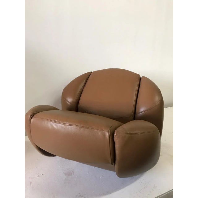 Brown Unique Organic Italian Leather Lounge Chair by Comfortline For Sale - Image 8 of 12