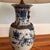 Asian Ginger Jar lamps in ink blue and crackle cream and brown finish with silk taupe shade