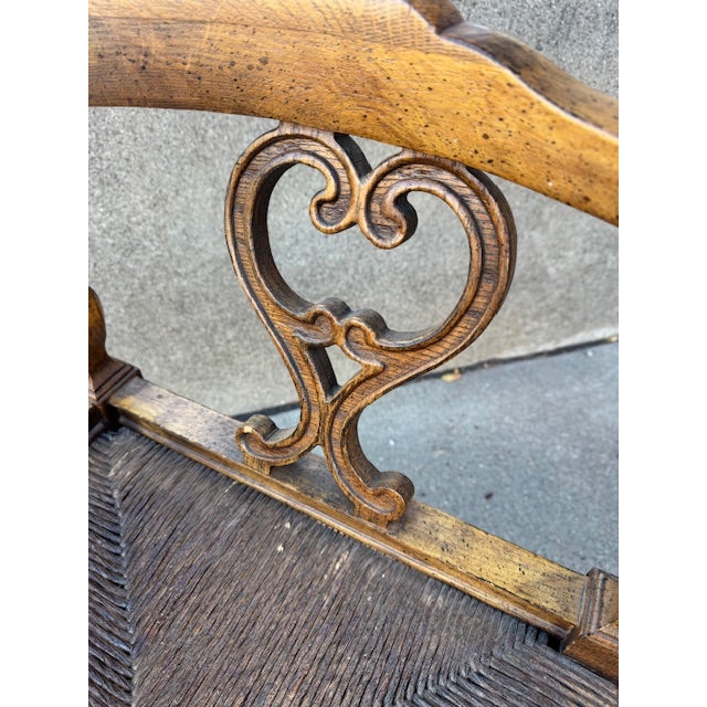 Vintage English Style Wood Corner Chair With Cane Seat For Sale - Image 9 of 11