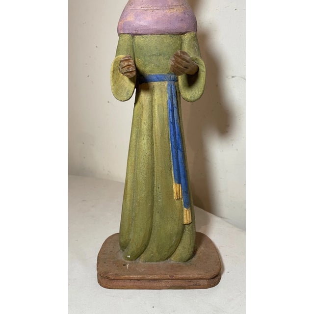 Wood Tall Vintage Original Folk Art Hand Carved Painted Wood Religious Saint Santos For Sale - Image 7 of 14