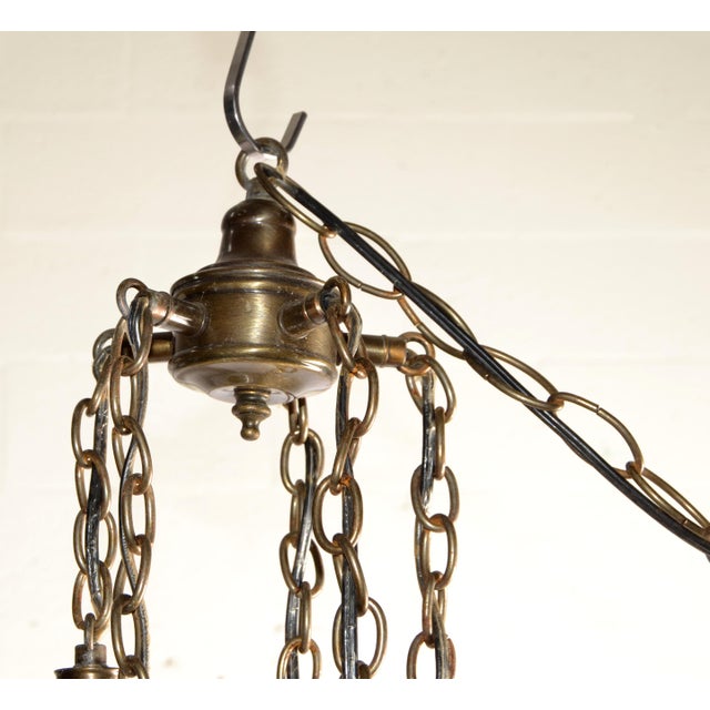 1970s Five Crystal Prisms Swag Pendant Chandelier Neoclassical French Inspired For Sale - Image 13 of 15