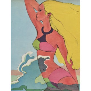 1967 French Mid-Century Fashion Print-Swimwear-by Antonio Lopez For Sale