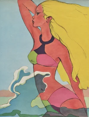 1967 French Mid-Century Fashion Print-Swimwear-by Antonio Lopez