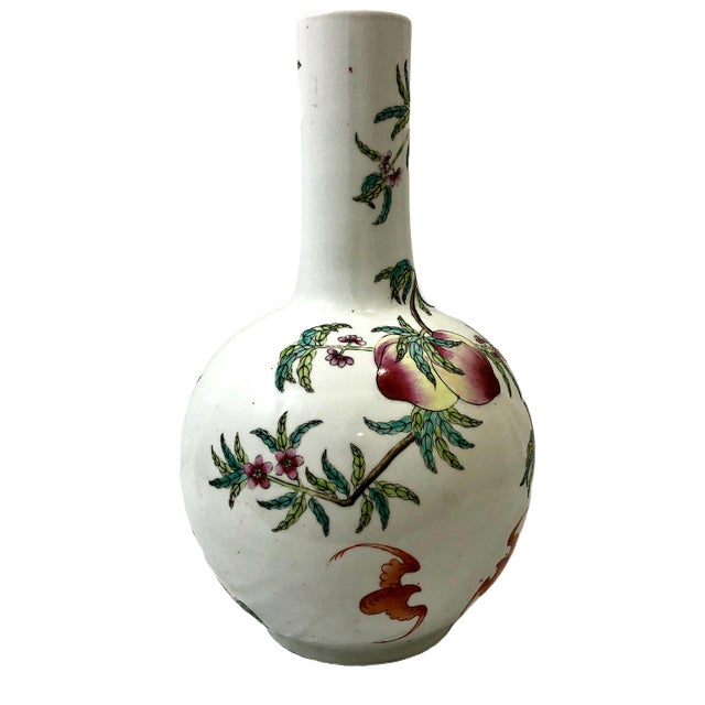 Pair of Large Chinese Famille Rose Porcelain “Nine Peaches” Vases For Sale - Image 10 of 14