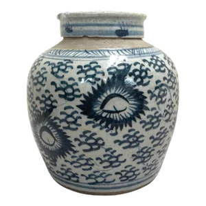Late 20th Century Chinese Blue and White Lidded Jar
