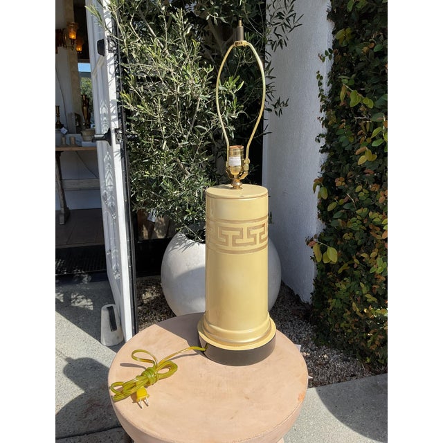 Vintage Greek Key Gold Leaf Column Table Lamp For Sale - Image 15 of 16
