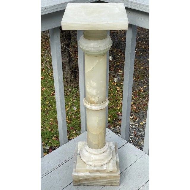 Antique Victorian - Art Deco Era Alabaster Rotating Stone Pedestal Fern Stand For Sale - Image 11 of 16