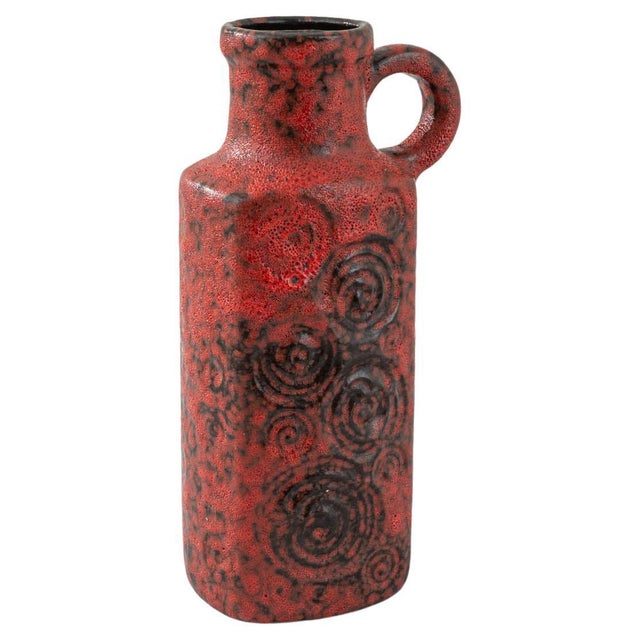 1960s German "W. Germany" Ceramic Vase Red For Sale - Image 15 of 18