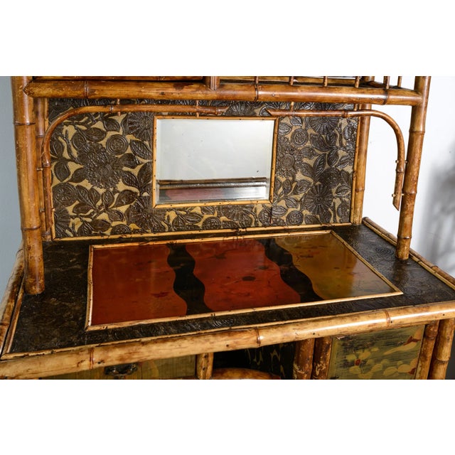 French Bamboo & Lacquer Cabinet Etagere, 19Th. Century. For Sale - Image 12 of 17