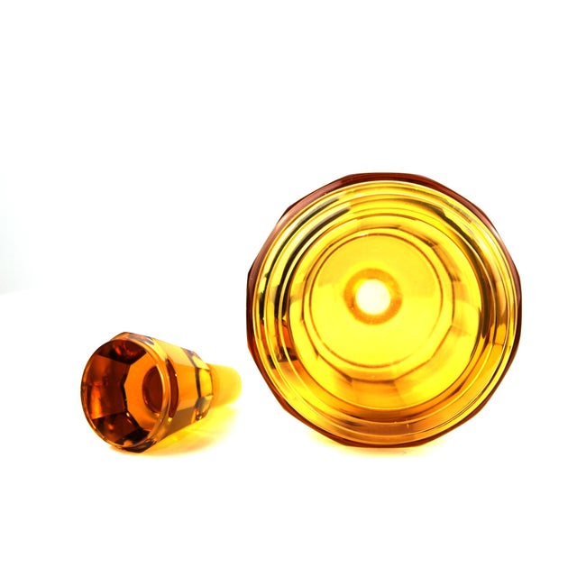 Gold Mid-Century Amber Glass Liqueur Set from Moser Karlsbad, Set of 7 For Sale - Image 8 of 18