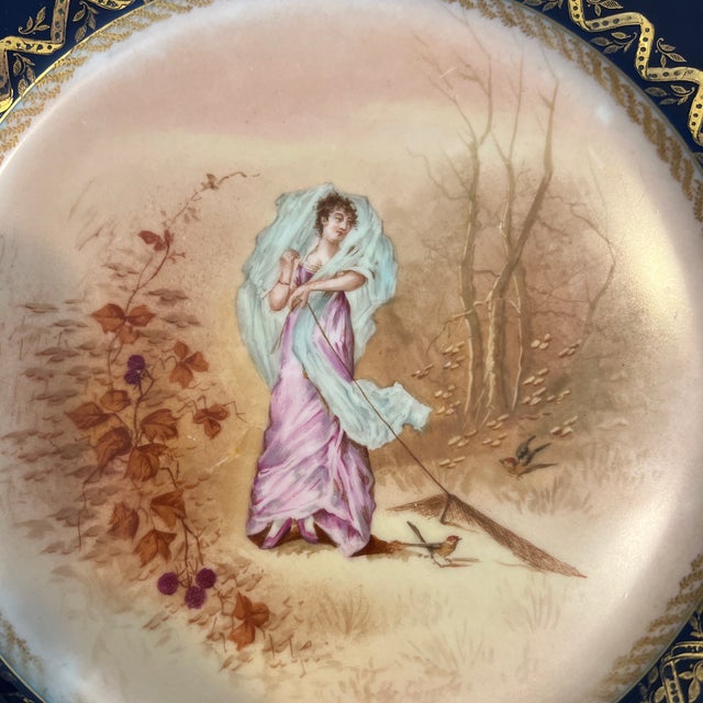 French Haviland Limoges Cabinet Portrait Plate Features Cobalt & Gold # 1 of 2 For Sale - Image 3 of 11
