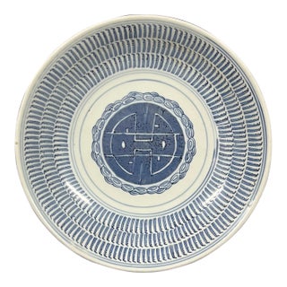 Late 19th Century Chinese Art Blue and White Plate #P128 For Sale