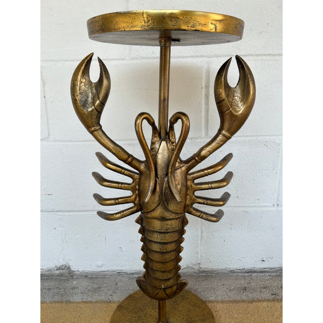 Coastal Currey & Co Lobster Georgetown Brass Table For Sale - Image 3 of 5