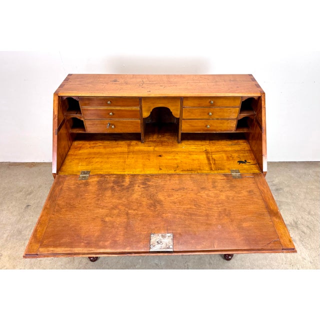 Early 19th Century Antique Cherry Wood and Pine Slant Top Secretary Desk For Sale - Image 12 of 12