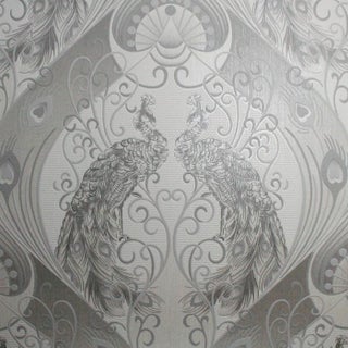 Pendleton Grey Peacock Wallpaper - 4 Rolls For Sale