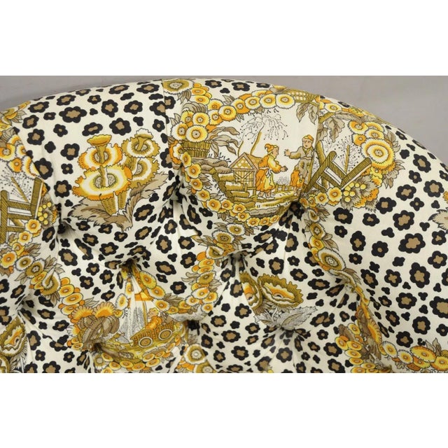 Vintage Napoleon III Tufted Slipper Lounge Chair With Leopard Chinoiserie Fabric For Sale - Image 11 of 12
