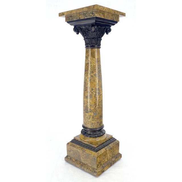 Neoclassical 14" Square Top Tapered Column Pedestal Stand Lamp Table MINT For Sale - Image 11 of 12
