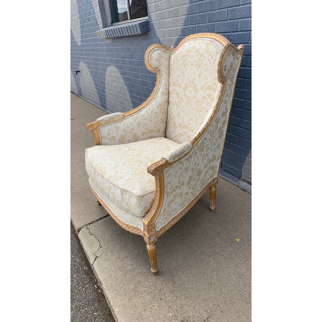 French French Heritage Bergere Style Arm Chair For Sale - Image 3 of 12