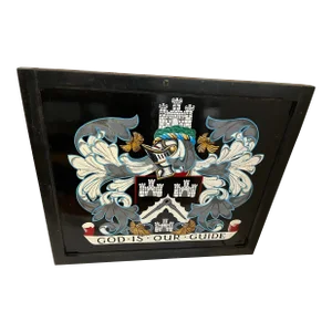 Vintage Double Sided Masonic English Pub Sign on Wood God Is Our Guide Medieval Motif