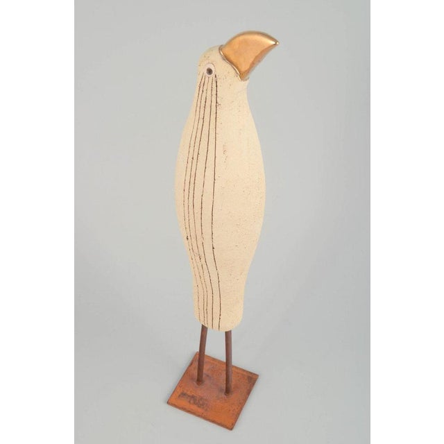 Ewa Budzowska Sculpture, 1980s. Elegant bird-shaped sculpture in hand-modelled stoneware with a light, slightly rough...