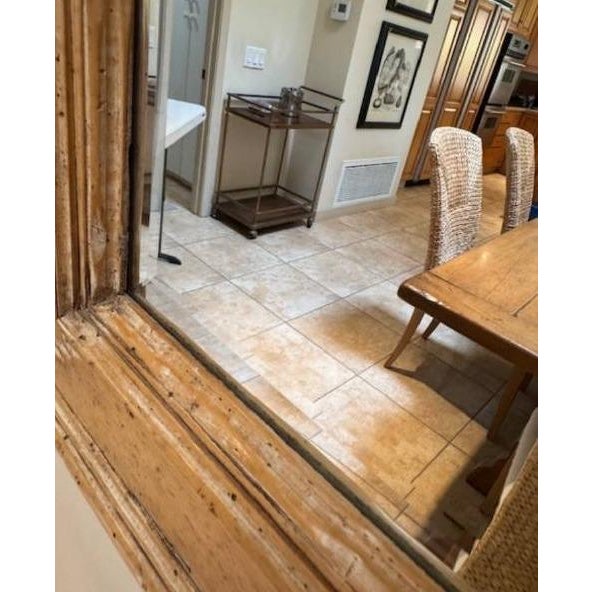 Large Rectangular Stripped Oak Worm Wood Thick Framed Farmhouse Style Beveled Wall Mirror For Sale - Image 12 of 13