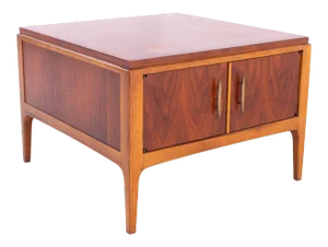 Paul McCobb Style Lane Rhythm Mid Century Walnut Nightstand Side End Table