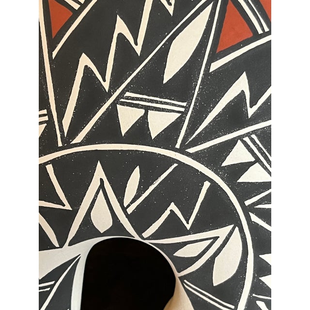 Black Large 12" Acoma Pueblo Pottery Bear – Signed Concho Nm – Hand-Painted Geometric For Sale - Image 8 of 8