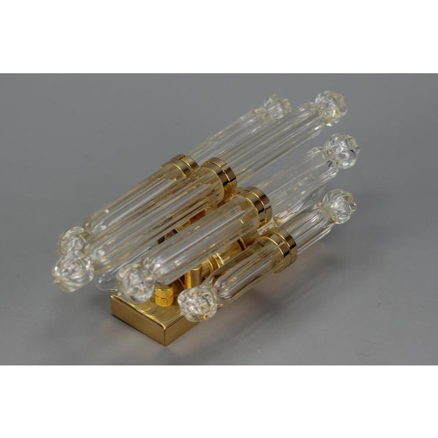 Crystal Glass and Brass Wall Lamp by Honsel, Germany, 1980s For Sale - Image 13 of 18