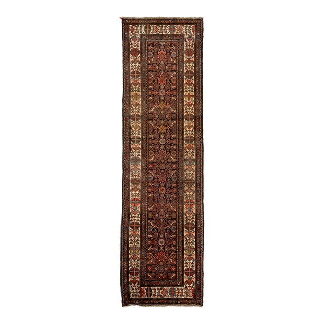 Antique Malayer Wool Runner Handmade With Multicolor Floral Design For Sale