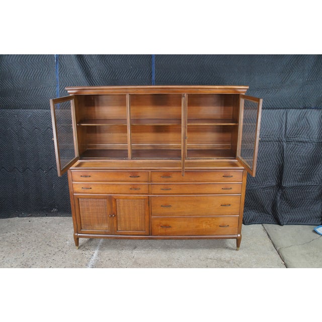 Mid Century Modern Boho Chic Mahogany Buffet & Hutch Bookcase Display Cabinet For Sale - Image 16 of 16