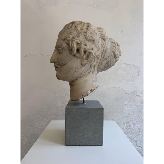 Italian Artist, Head of a Young Woman Sculpture, 1800s, Marble For Sale - Image 13 of 14