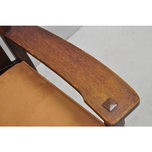 Antique Stickley & Brandt Mission Oak Arts & Crafts Arm Chair With Drop Seat For Sale - Image 11 of 16