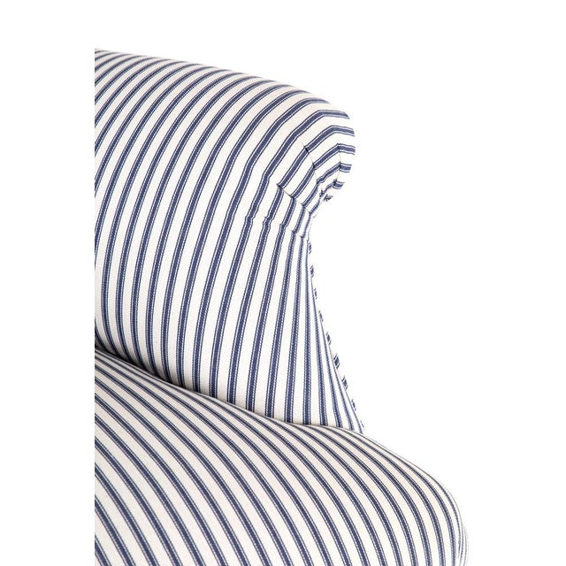 Cream French Armchair in Princeton Ticking For Sale - Image 8 of 13