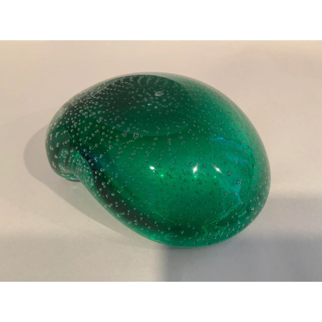 Murano Murano Emerald Green and Gold Controlled Bubble Bowl For Sale - Image 4 of 10