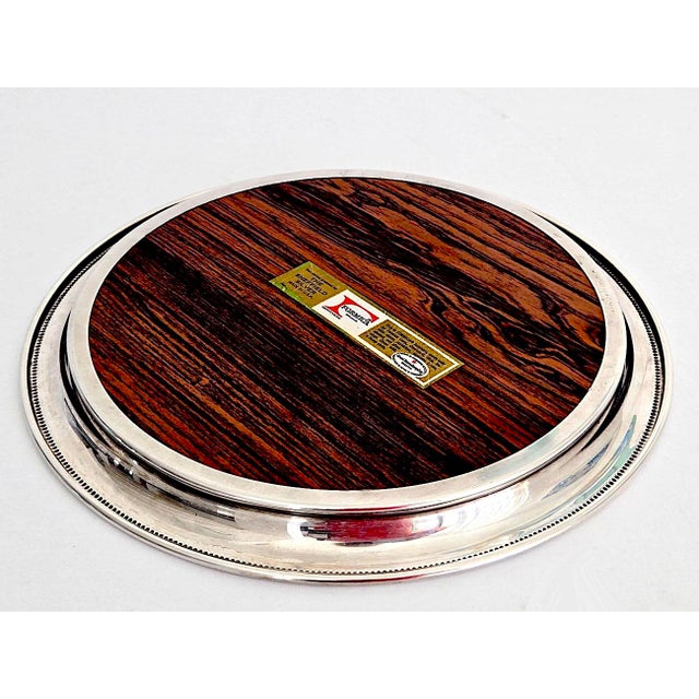 Vintage Sheffield Silver Plate and Faux Rosewood Formica Bar Tray For Sale - Image 13 of 15