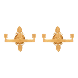 Pair of American Empire-Style Gilt-Bronze Sconces