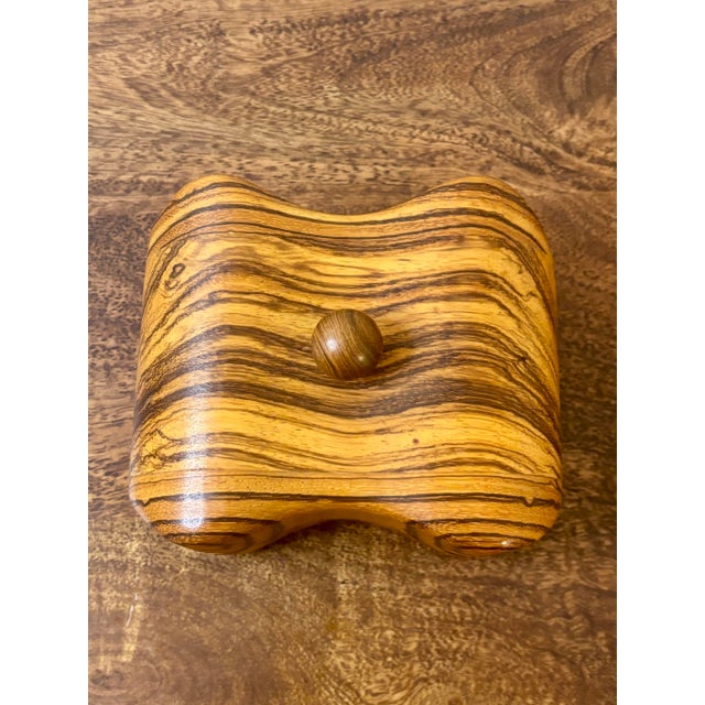 1950s 1950s Mid Century Handcrafted Zebrawood Lidded Box For Sale - Image 5 of 8