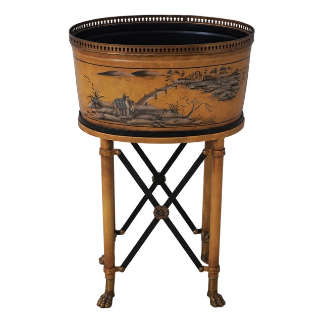 Chinoiserie Decorated Painted Toleware Planter For Sale