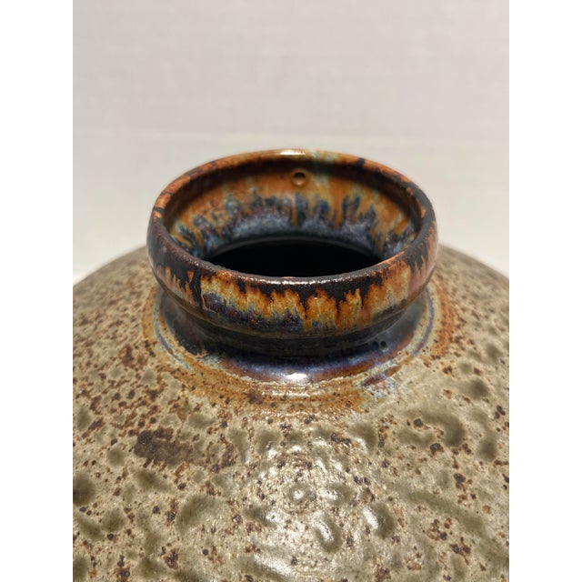1990s Vintage David Salk Studio Art Pottery Ceramic Vase Signed For Sale - Image 4 of 8