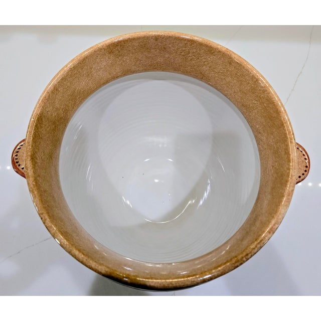 Late 20th Century Biagioli Ceramiche Gubbio Italian Majolica Jardiniere – Hand-Painted Vintage Ceramic Planter For Sale - Image 10 of 12