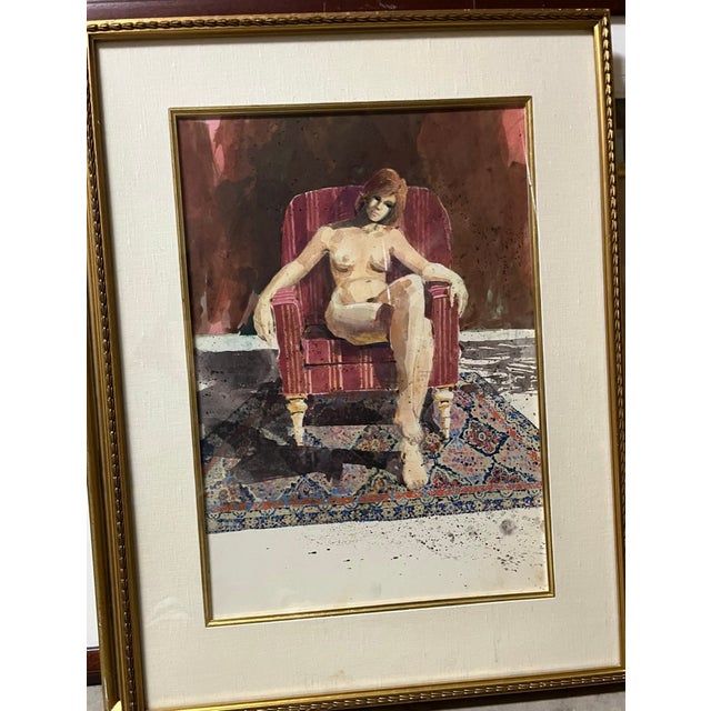 Bill H Armstrong Watercolor, Nude Redhead. Professionally framed size: 23" wide x 30.25" high. Bill was a founder,...