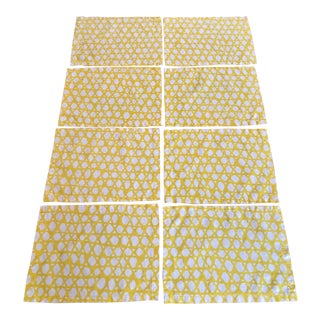 Vintage Abstract Yellow and White Placemats - Set of 8 For Sale