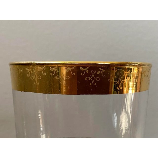 Gold Vintage Mid 20th Century Glass Tumblers With Gold Rim - Set of 6 For Sale - Image 8 of 9