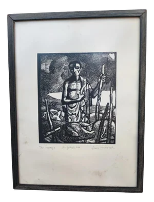 Noah, 1900s, Woodcut, Framed